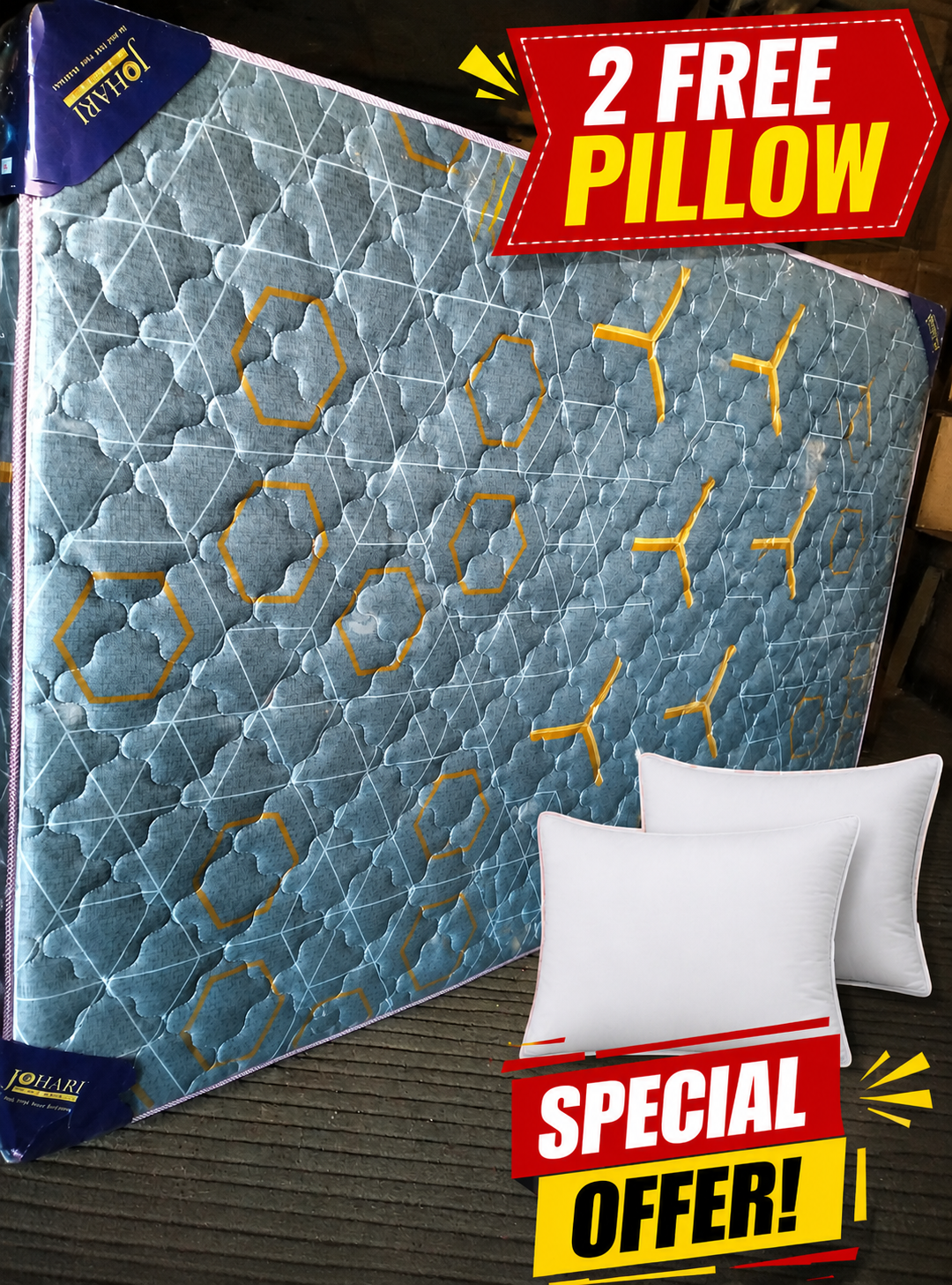 Johari 8-Inch Orthopedic Fibre Mattress & FREE 2-Pack Pillows ,Supportive & Breathable | Back Care Comfort | Quilted Soft Cover | Heavy Duty | Modern Design | 24-Month Warranty
