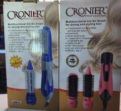 Cronier Professional 3-in-1 Hot Air Brush Hair Styler Model 800-2 with Three Interchangeable Attachments Blow Brush Metal Round Brush Three Heat Settings 360 Degree Swivel Cord for Home Salon Use