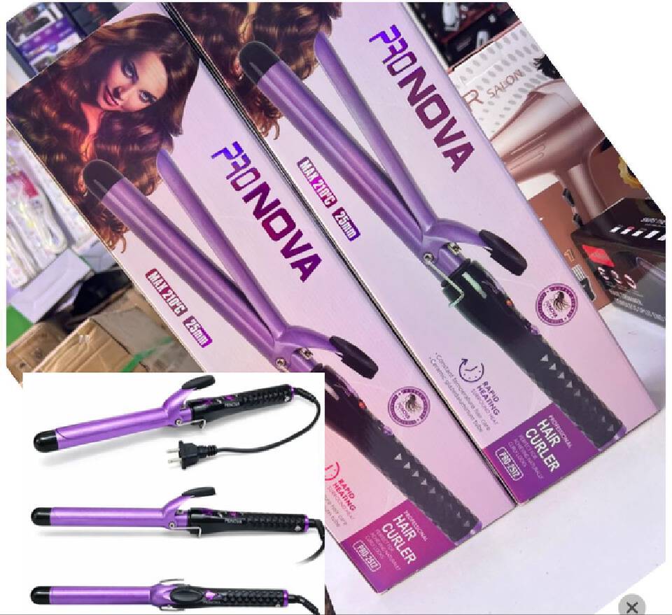 ProNova Extra Long Professional Hair Curling Tong 25mm Ceramic Curling Iron Rapid Heating Hair Curler with Constant Temperature Control 210°C Swivel Cord for Home Salon Use