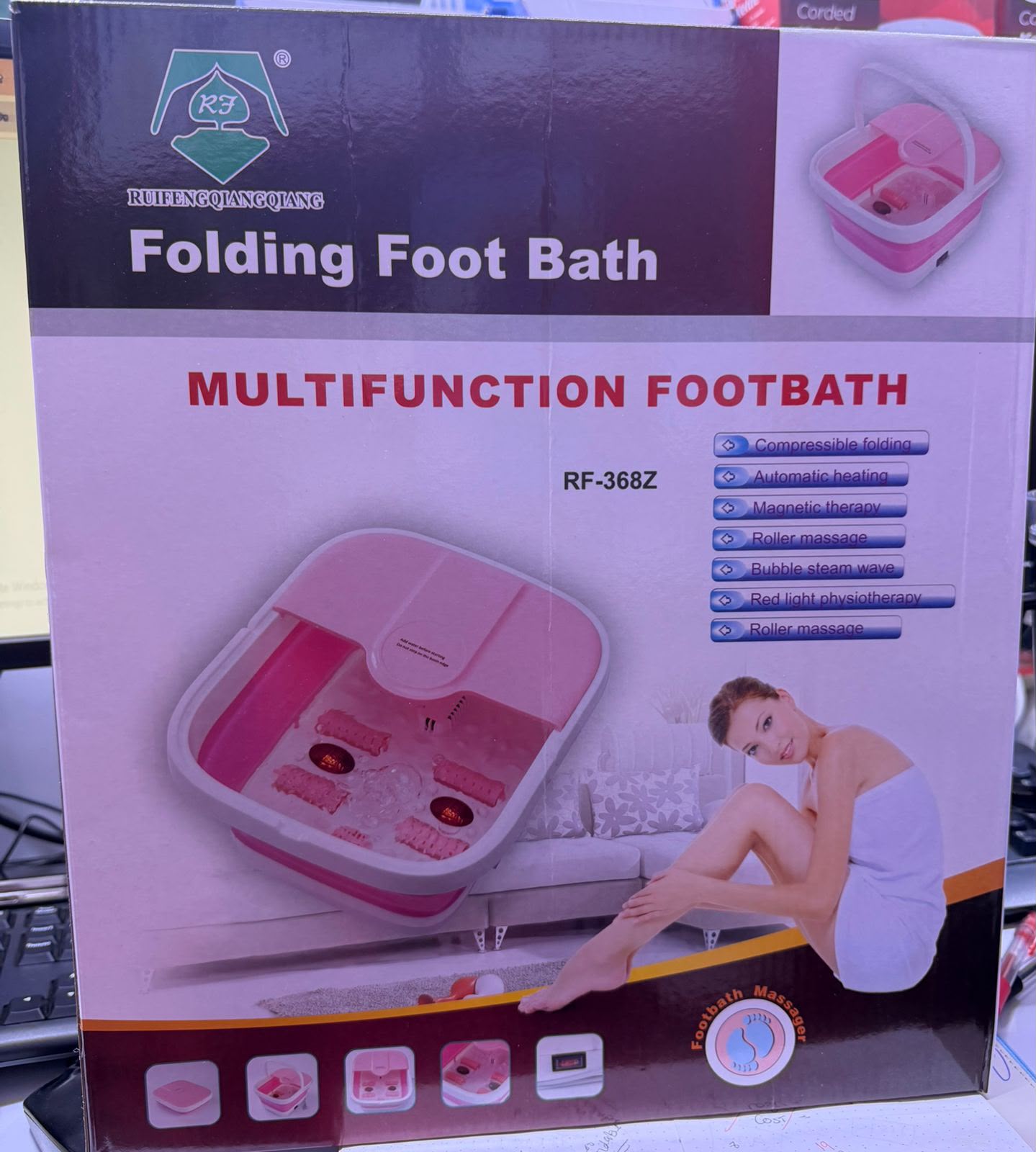 Multifunction Foldable Foot Bath Massager Collapsible Foot Spa with Automatic Heating Bubble Massage Red Light Therapy Massage Rollers 240V Home Relaxation Pedicure Care