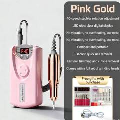 Professional Rechargeable Electric Nail Drill 35000RPM Manicure Pedicure Machine Gel Polish Remover LCD Display Low Noise Portable Nail File Kit for Home Salon