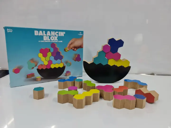 Wooden Balancing Blocks Toy with Colorful Stacking Pieces, Educational Building Game, Creative Balance Learning Toy, Durable Wooden Construction for Boys and Girls