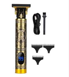 T9 Vintage USB Rechargeable Cordless Hair Trimmer with Smart LCD Display, Precision Stainless Steel Blade, and Fast Charging for Professional Lineups and Detailed Beard Grooming