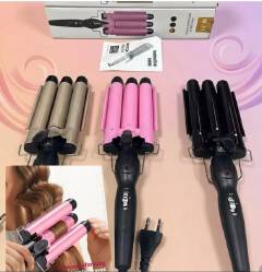 3 Barrel Ceramic Hair Waver Tourmaline Hair Curler Professional Mermaid Wave Curling Iron with Adjustable Temperature Fast Heating Deep Wave Styling Tool for Home Salon Use