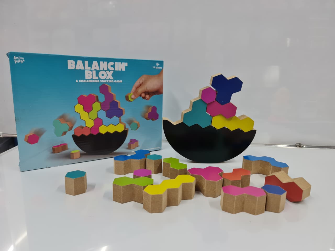 Wooden Balancing Blocks Toy with Colorful Stacking Pieces, Educational Building Game, Creative Balance Learning Toy, Durable Wooden Construction for Boys and Girls