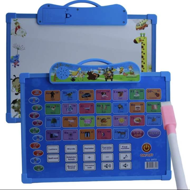 2-in-1 Electronic Alphabet Learning and Drawing Board with Writing Pen, Sound Activities and Carry Handle – Model 1832