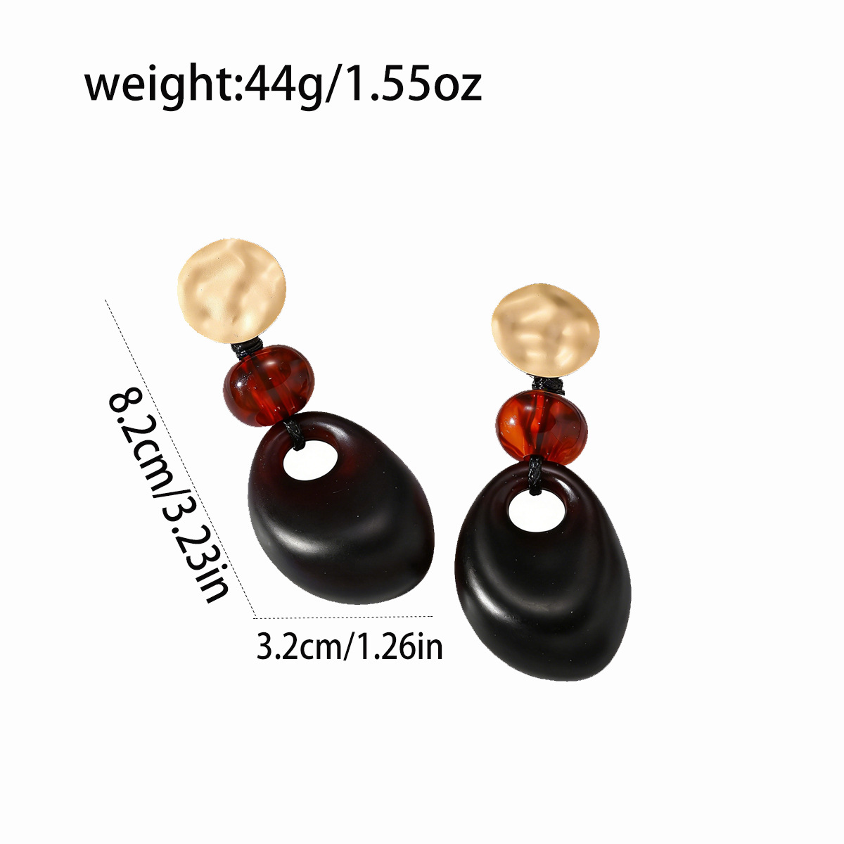 French Retro Cream Almond And Sunset Orange Acrylic Long Pendant For Women's Party Jewelry Earrings J611
