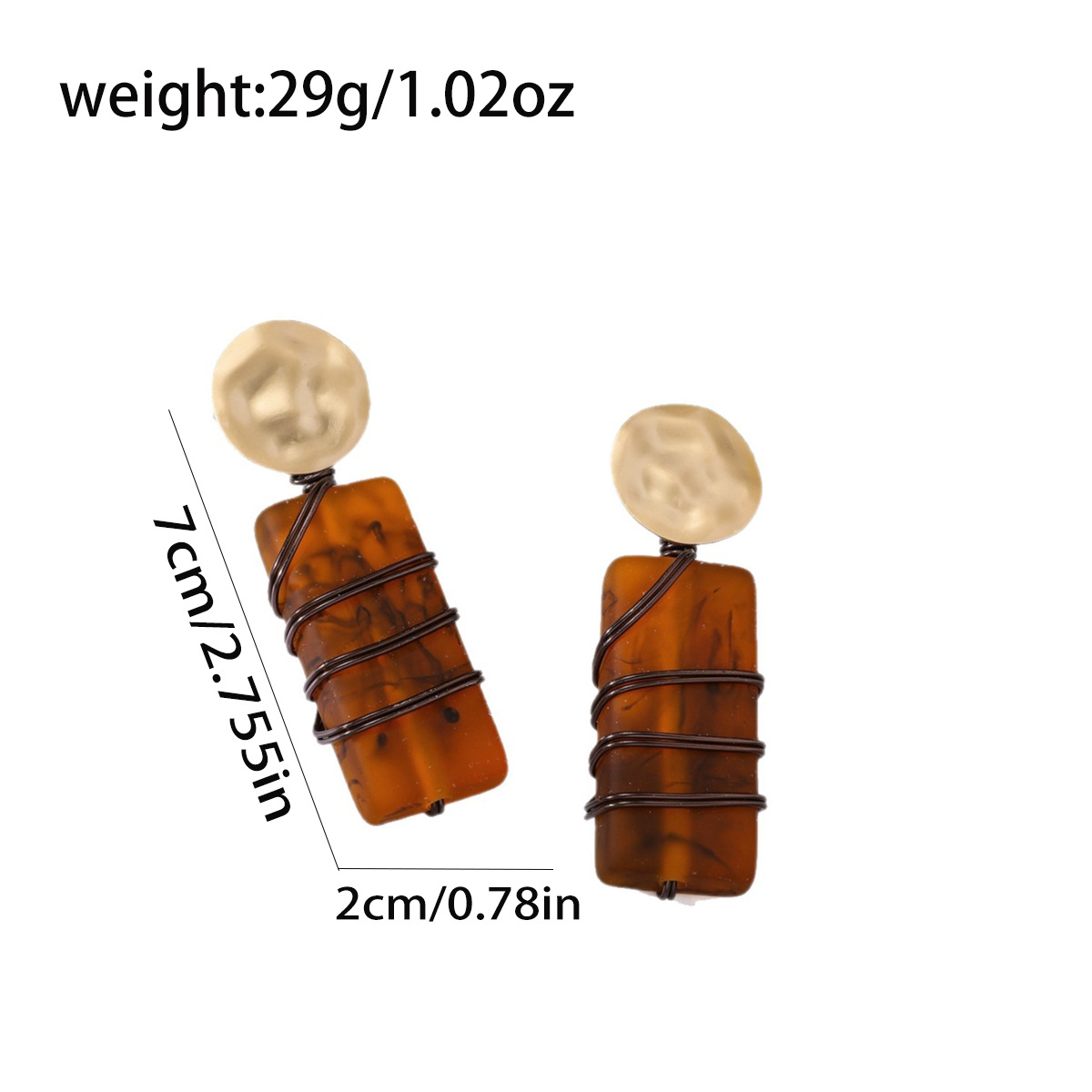 French Retro Cream Almond And Sunset Orange Acrylic Long Pendant For Women's Party Jewelry Earrings J611