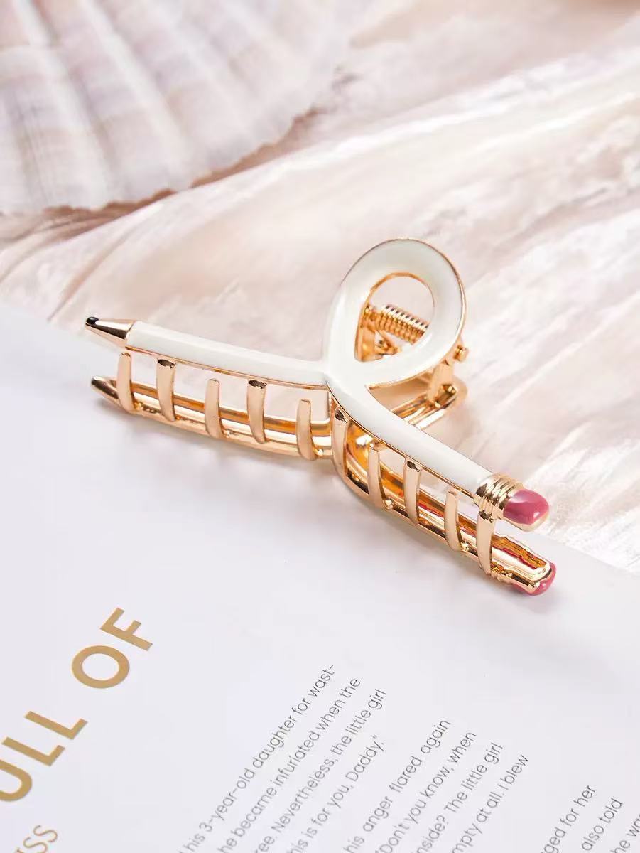 9CM Colorful Pencil Hair Claw Funny Stationery Series Alloy Claw Clips Trendy Hair Clips for Women Girls Hair Accessories J206
