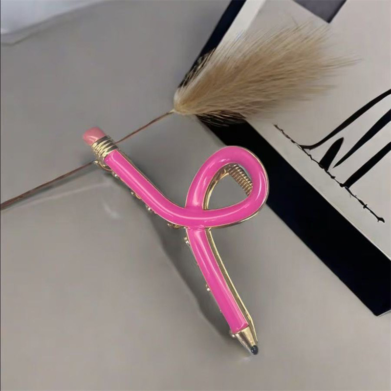 9CM Colorful Pencil Hair Claw Funny Stationery Series Alloy Claw Clips Trendy Hair Clips for Women Girls Hair Accessories J206