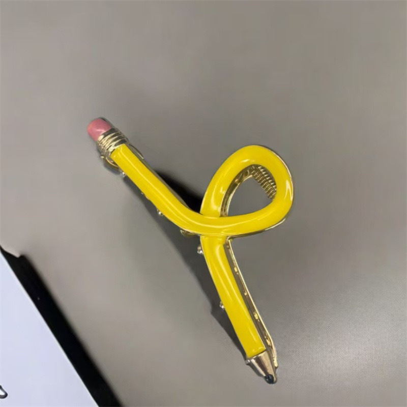 9CM Colorful Pencil Hair Claw Funny Stationery Series Alloy Claw Clips Trendy Hair Clips for Women Girls Hair Accessories J206