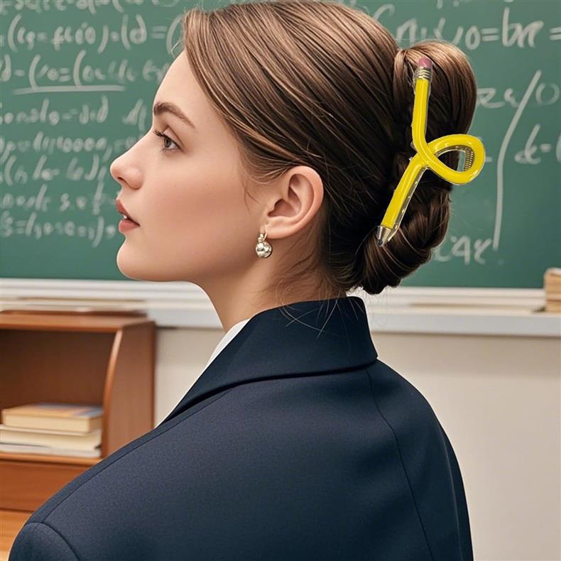 9CM Colorful Pencil Hair Claw Funny Stationery Series Alloy Claw Clips Trendy Hair Clips for Women Girls Hair Accessories J206