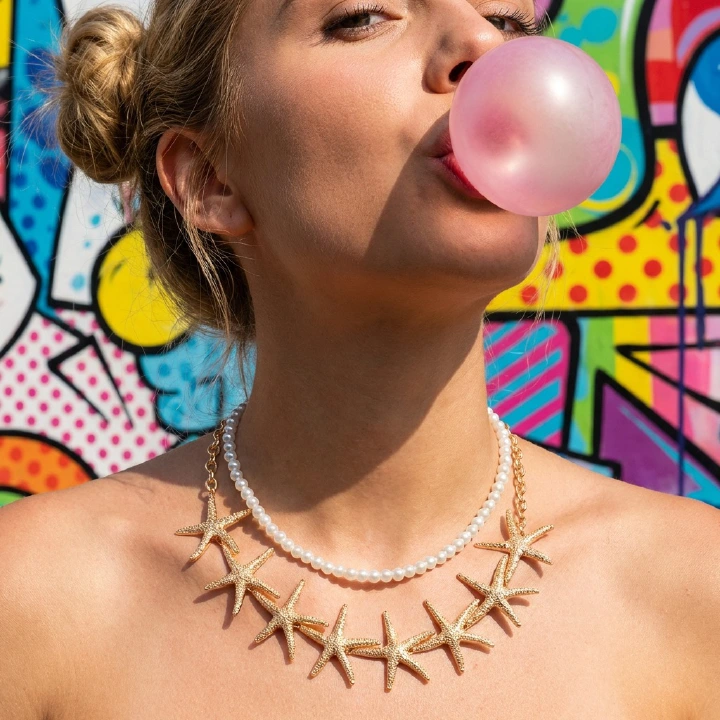 Boho Starfish Shell Ceramic Fish Pendant Necklaces For Women Colorful Irregular Stone Baroque Pearl Choker Beach Party Jewelry J316