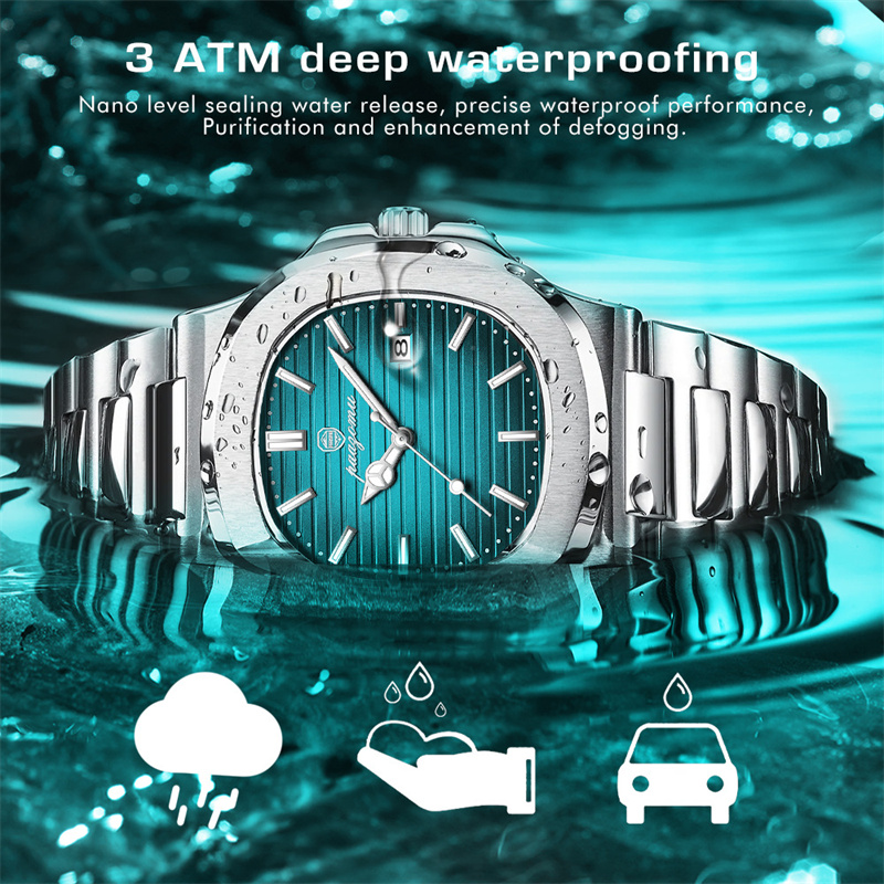 New Arrival Men's Octagonal Cushion Quartz Watch Striped Dial Single Calendar Waterproof Ultra Thin Stainless Steel Bracelet Minimalist Versatile Business Casual Male Wristwatch