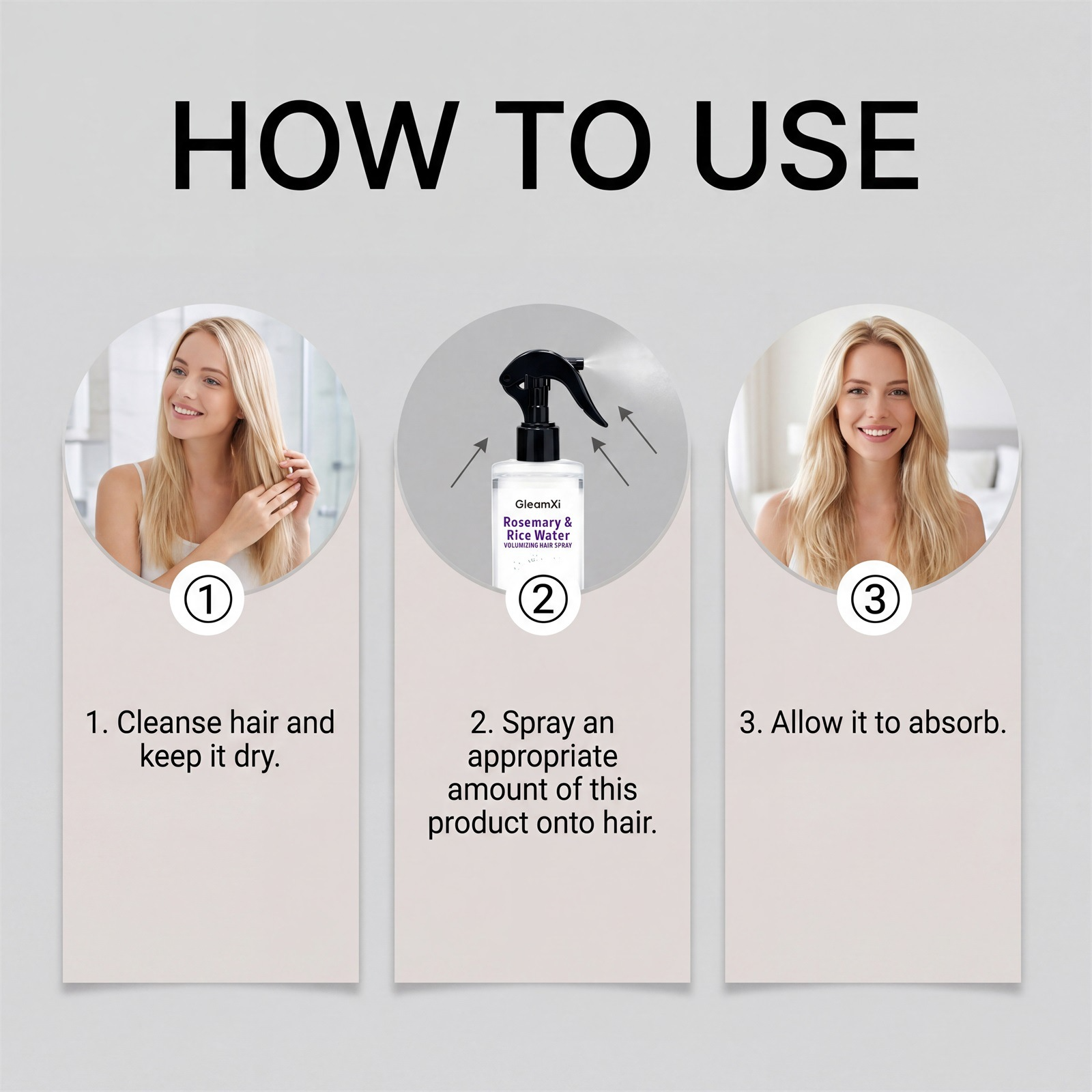 Rosemary & Rice Water Volumizing Hair Spray 100ml – Silicone-Free, Non-Greasy Leave-In Treatment for Fine & Flat Hair, Lightweight Fine Mist for Fuller, Bouncy & Smooth Hair, Refreshing Rosemary Scent