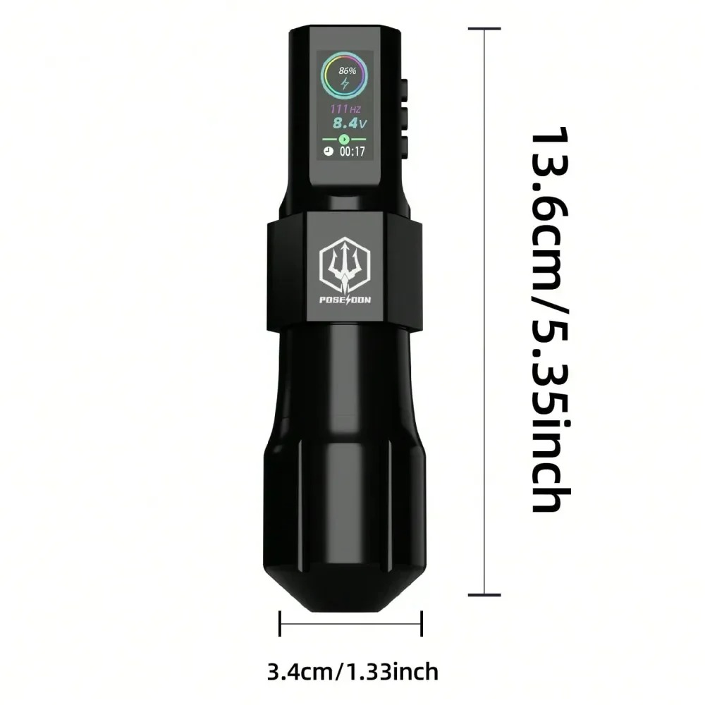POSEIDON Tattoo Gun KitTattoo Pen With 20Pcs Tattoo Needles Cartridge And Wireless Power, Tattoo Pen Kit With Digital LED Displa