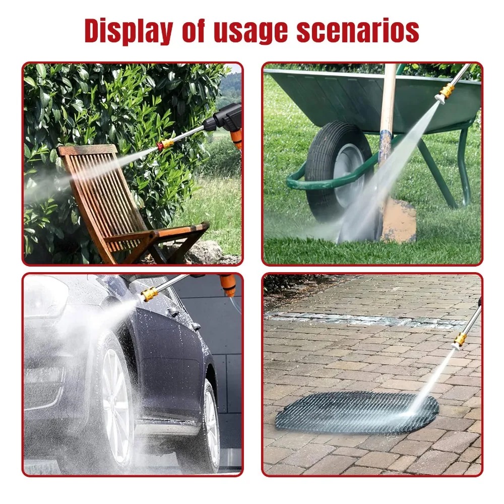 2 Batteries Set Cordless High Pressure Car Washer Sprayer Water Gun Motor Foam Generator Washing Machine for Home Floor Garden Spray with 2*Batteries