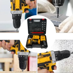 Drill Set of Accessories With Lithium Battery,21V Impact Drill, Screwdriver, Drill Set Toolbox Charging Drill Set Suitable for Home Decoration Car Repair Motorcycle Repair