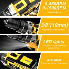 Drill Set of Accessories With Lithium Battery,21V Impact Drill, Screwdriver, Drill Set Toolbox Charging Drill Set Suitable for Home Decoration Car Repair Motorcycle Repair