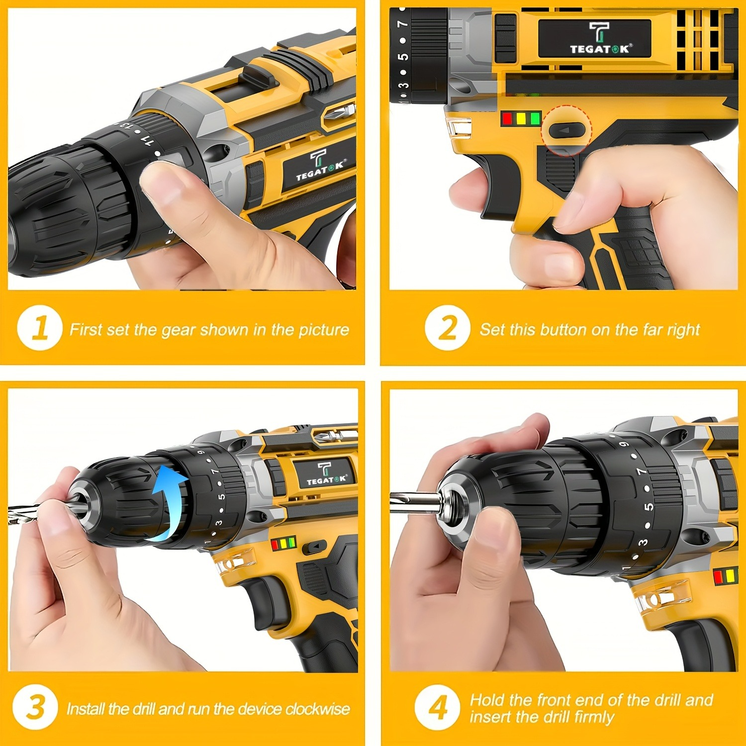 Drill Set of Accessories With Lithium Battery, Impact Drill, Screwdriver, Drill Set Toolbox Adjustable Speed Charging Drill Set Suitable for Home Decoration Car Repair Motorcycle Repair