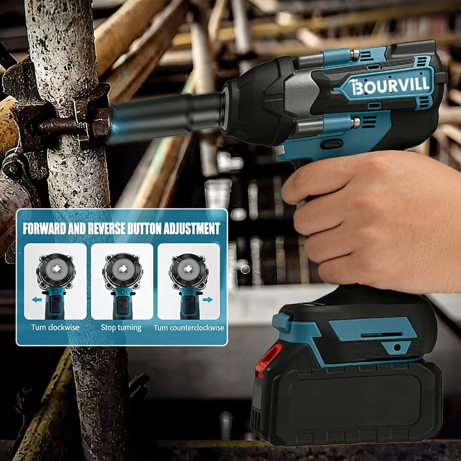 2*Batteries Impact Wrench And Drill Set High Torque Impact Wrench with Toolbox Torque Handheld Electric Impact for Car Tire Lug Nut Removal Tool