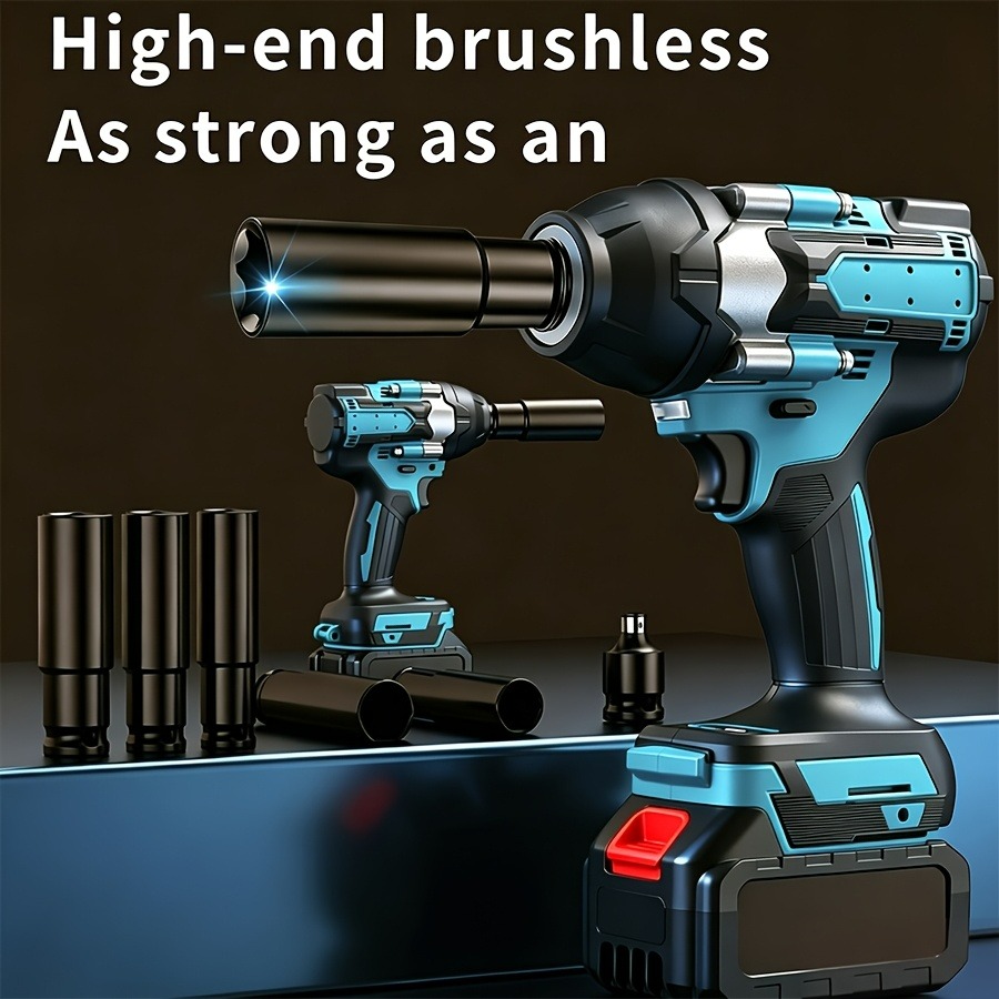 2*Batteries Impact Wrench And Drill Set High Torque Impact Wrench with Toolbox Torque Handheld Electric Impact for Car Tire Lug Nut Removal Tool