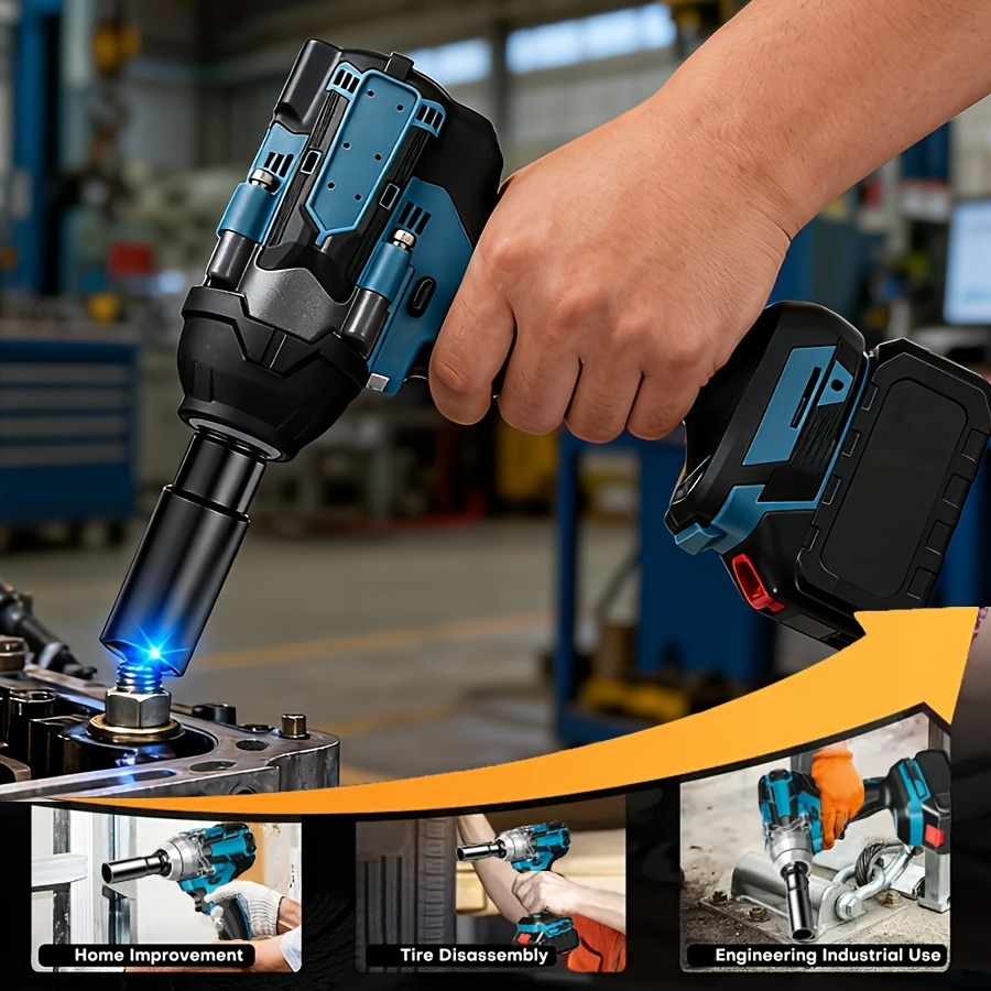2*Batteries Impact Wrench And Drill Set High Torque Impact Wrench with Toolbox Torque Handheld Electric Impact for Car Tire Lug Nut Removal Tool