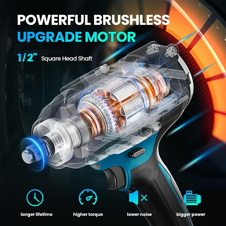 2*Batteries Impact Wrench And Drill Set High Torque Impact Wrench with Toolbox Torque Handheld Electric Impact for Car Tire Lug Nut Removal Tool