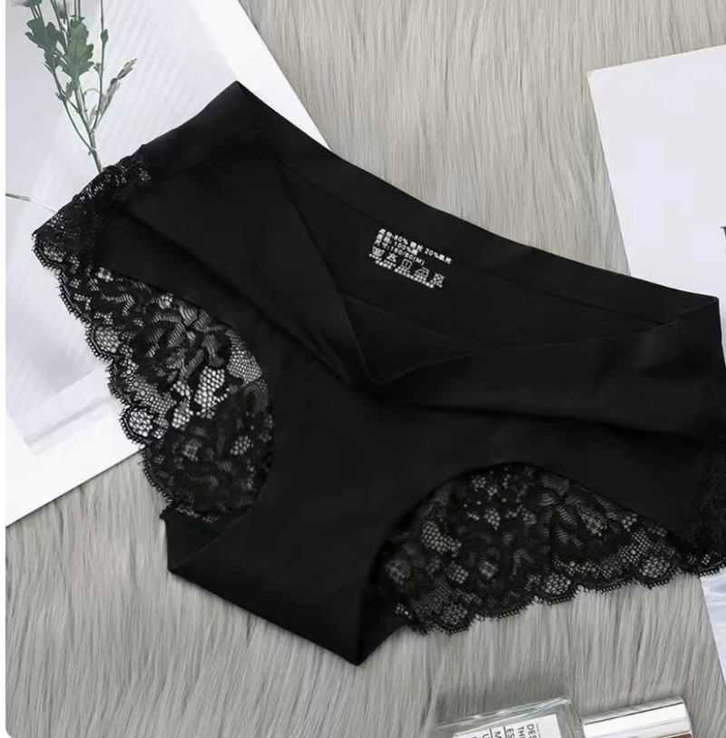 4 Pcs 4 color Women Underwear Lace Panties Girl Clothes Mid Waisted Hollow Out  Mesh Lace trim soft, stretchy, breathable comfortable Ladies  fit Local fast delivery