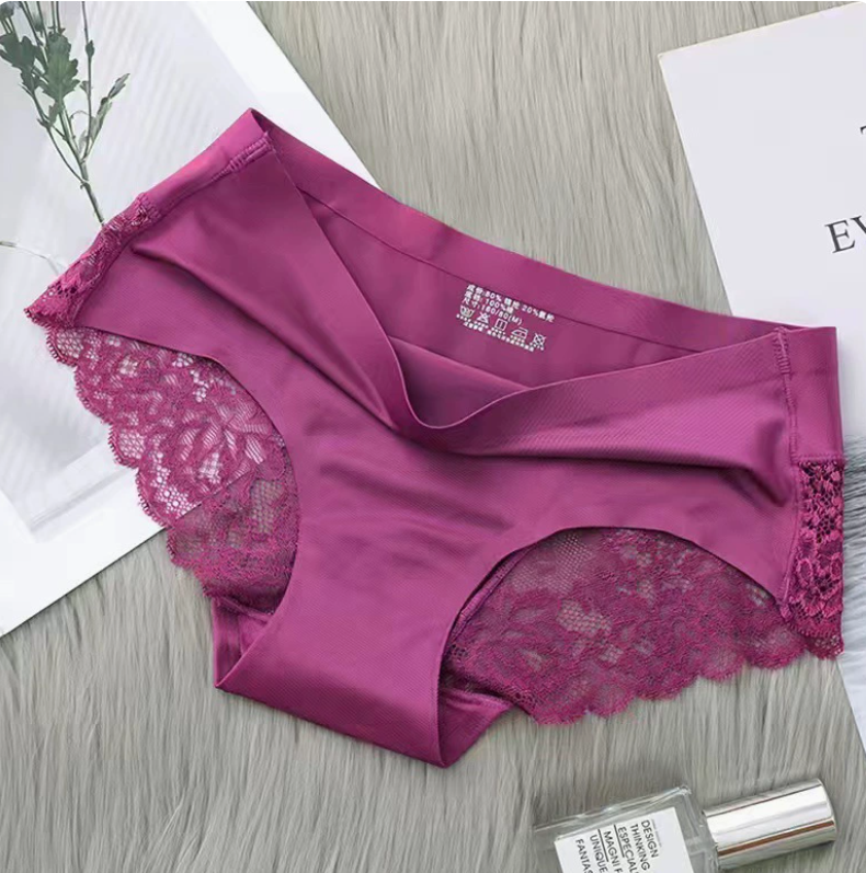 4 Pcs 4 color Women Underwear Lace Panties Girl Clothes Mid Waisted Hollow Out  Mesh Lace trim soft, stretchy, breathable comfortable Ladies  fit Local fast delivery
