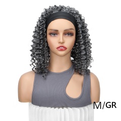 Short Curly Headband Wig Women Wig Curly Short Wigs for Lady Bob Wigs Synthetic Hair Wig Lady Fluffy Curly Wigs Daily Party Use 35CM