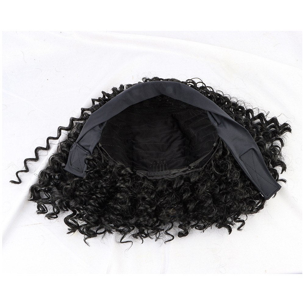 Short Curly Headband Wig Women Wig Curly Short Wigs for Lady Bob Wigs Synthetic Hair Wig Lady Fluffy Curly Wigs Daily Party Use 35CM
