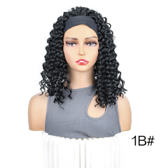 Short Curly Headband Wig Women Wig Curly Short Wigs for Lady Bob Wigs Synthetic Hair Wig Lady Fluffy Curly Wigs Daily Party Use 35CM