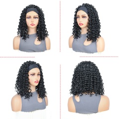 Short Curly Headband Wig Women Wig Curly Short Wigs for Lady Bob Wigs Synthetic Hair Wig Lady Fluffy Curly Wigs Daily Party Use 35CM
