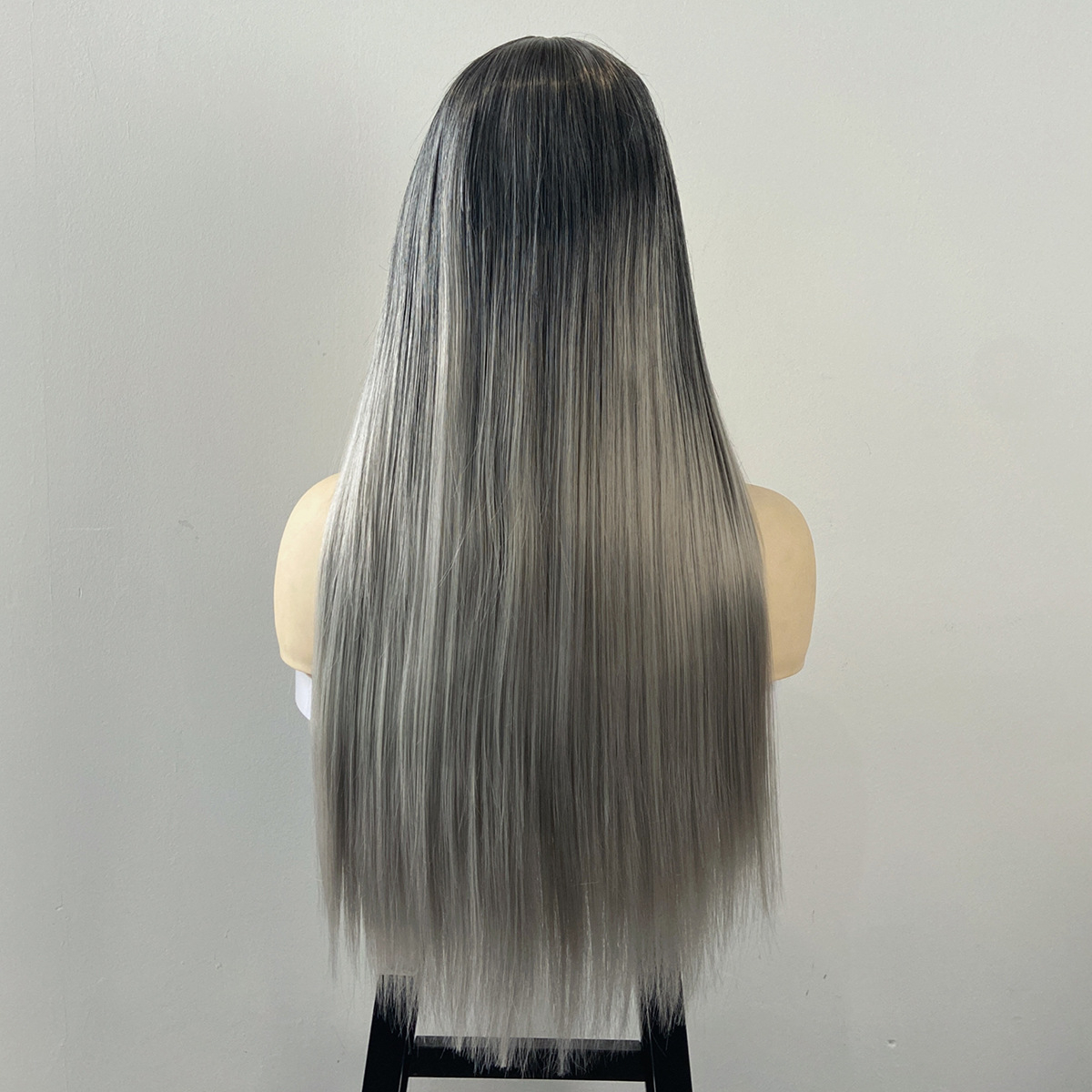 68CM Ombre Long Straight Wig for Lady with Full Fringe Natural Hair Style Synthetic Wig Straight Wigs Long Wigs Fashion Wig Lady Adjustable Breathable Cap