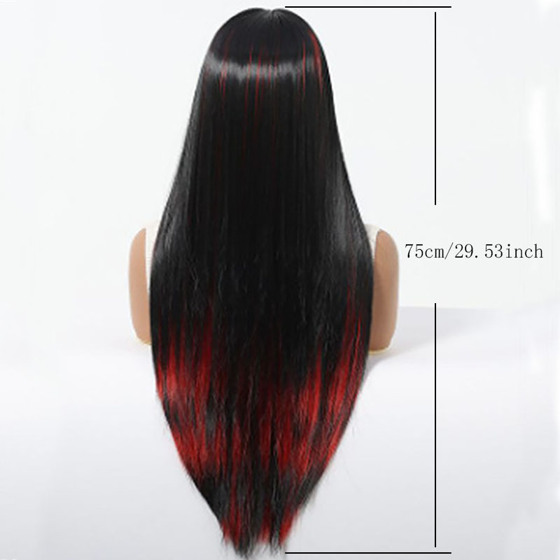 Long Straight Wig for Lady Natural Synthetic Wig with Full Fringe Silky Hair Long Wigs Straight Wigs Daily Party Fashion Cosplay Wig 75CM Women Gift