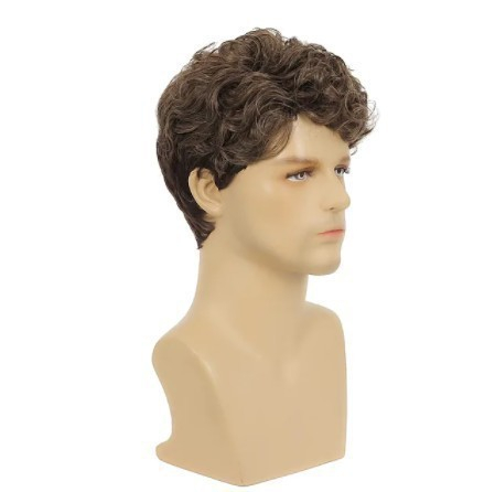 Fashion Wig Man Short Curly Hair Wig Natural Looking Synthetic Men's Wig Soft Fluffy Full Volume Hairpiece Daily Wear Party Cosplay Comfortable Breathable Cap
