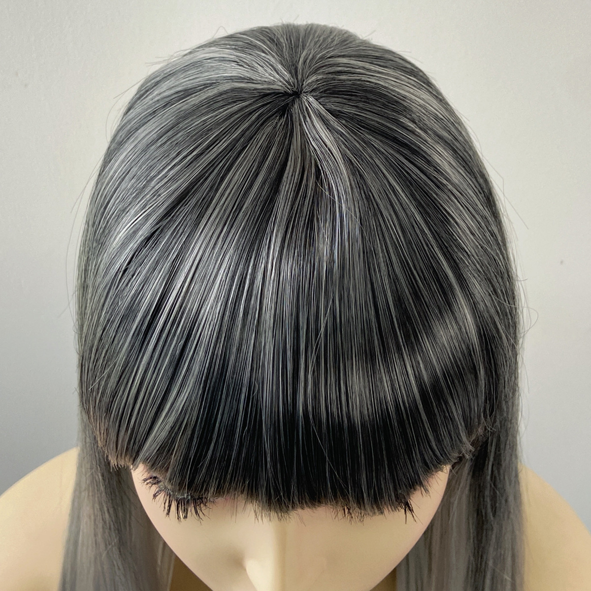 68CM Ombre Long Straight Wig for Lady with Full Fringe Natural Hair Style Synthetic Wig Straight Wigs Long Wigs Fashion Wig Lady Adjustable Breathable Cap