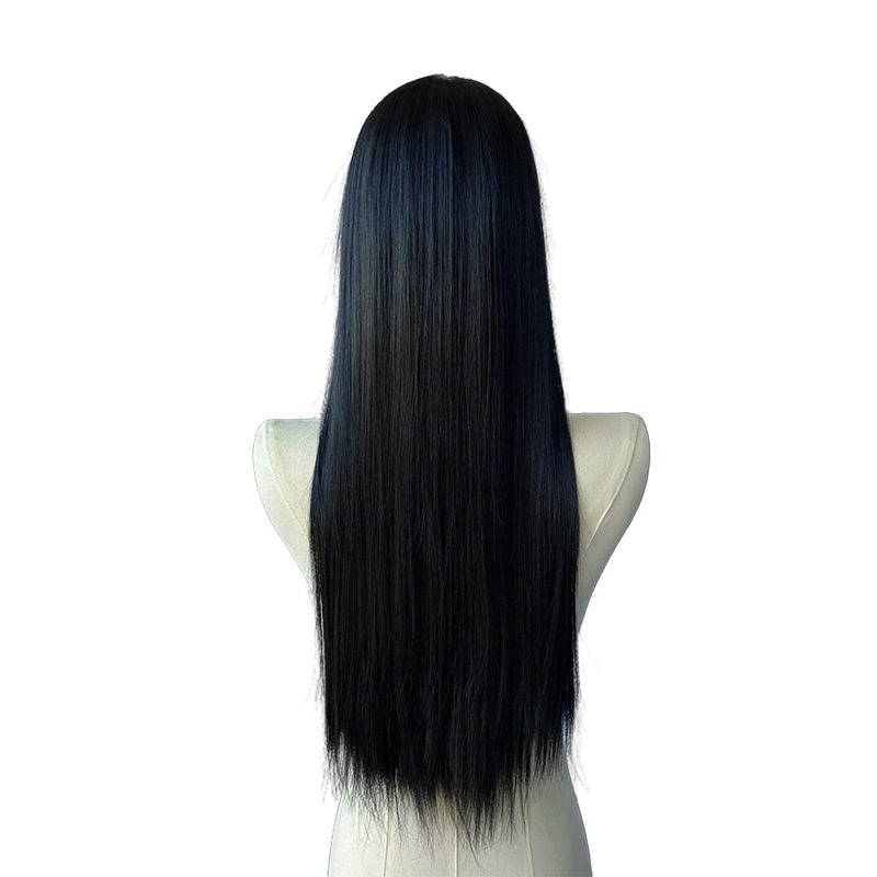 Long Straight Wig for Lady with Full Fringe Natural Looking Synthetic Hair Wig Straight Wigs Long Wigs Fashion Wig Lady Adjustable Breathable Cap Wig 68CM