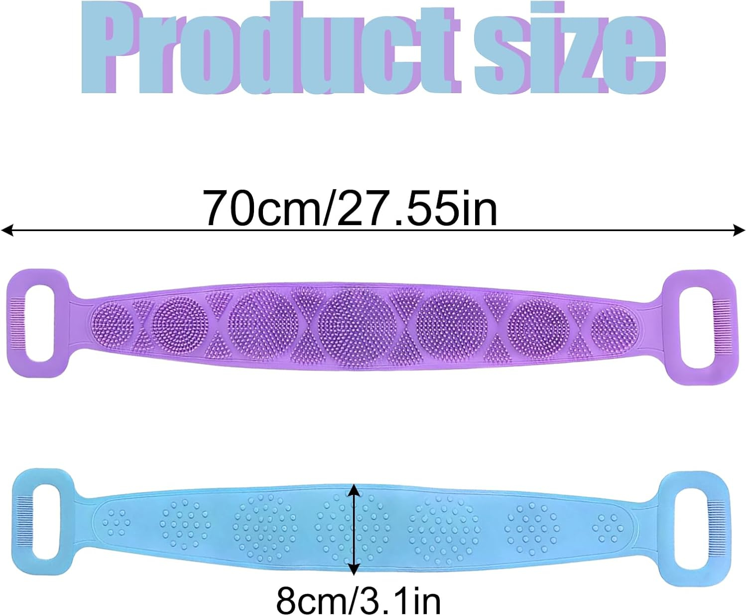 Silicone Body Scrubber Bath Brush Long Back Scrubber Shower Belt Exfoliating Massage Brush Soft Bath Sponge Skin Cleaning Brush for Men Women Bathroom Accessories