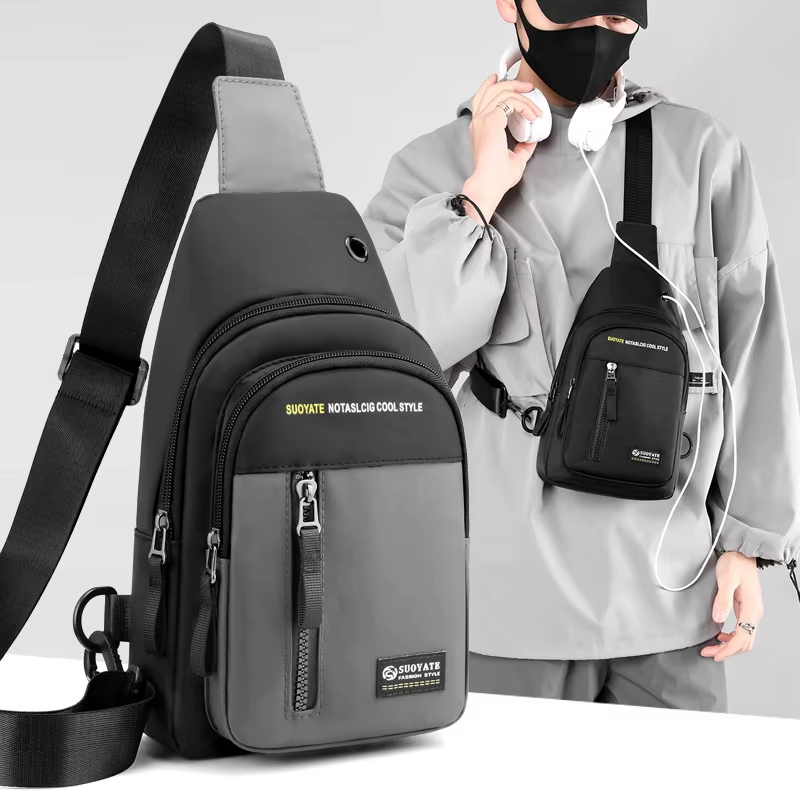 Men Crossbody Bag Casual Sports Sling Bag Multi Function Shoulder Bag Lightweight Chest Pack Travel Backpack Small Messenger Bag Phone Wallet Storage Men Bags
