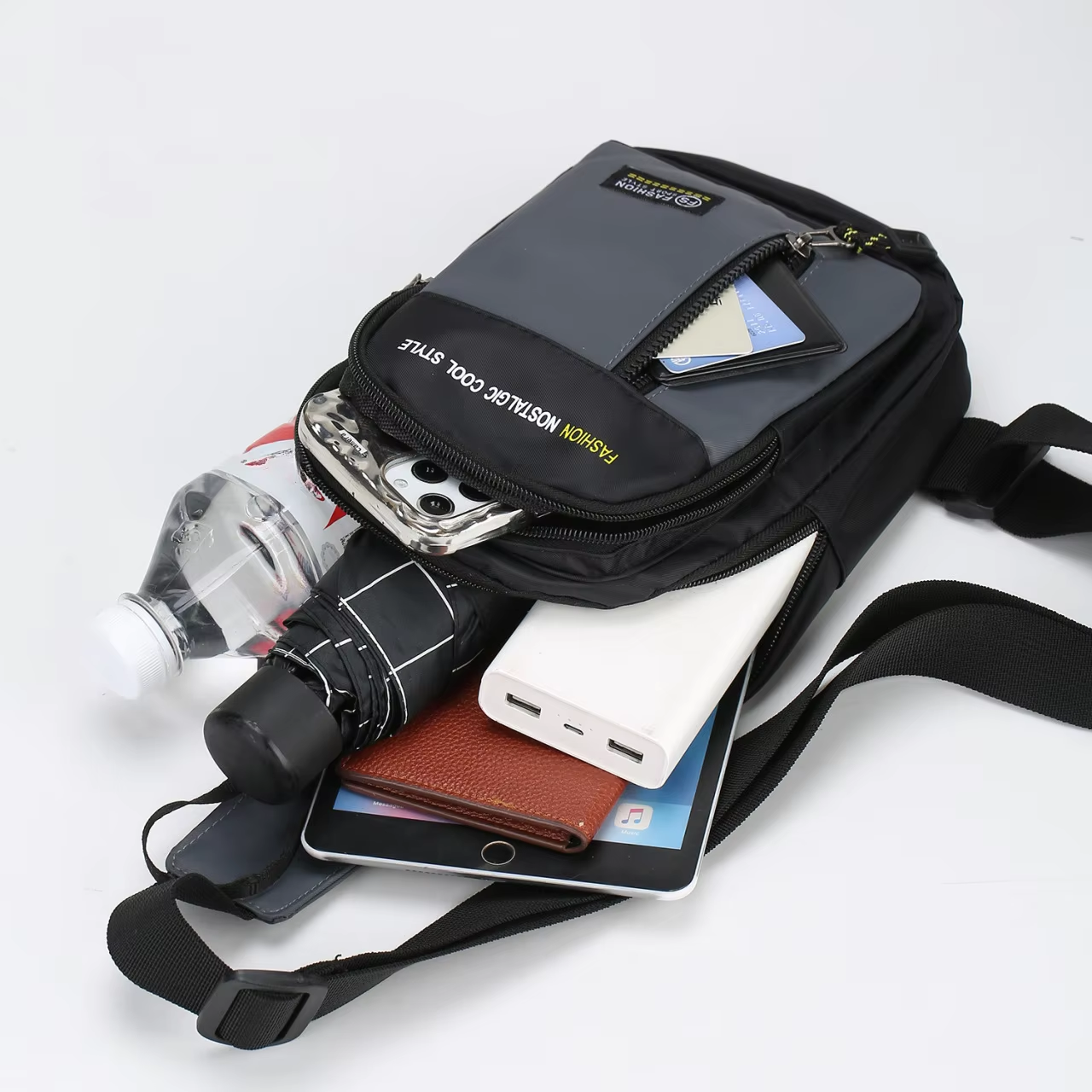Men Crossbody Bag Casual Sports Sling Bag Multi Function Shoulder Bag Lightweight Chest Pack Travel Backpack Small Messenger Bag Phone Wallet Storage Men Bags