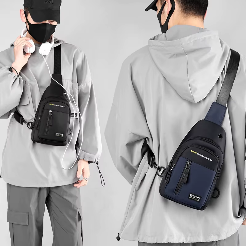 Men Crossbody Bag Casual Sports Sling Bag Multi Function Shoulder Bag Lightweight Chest Pack Travel Backpack Small Messenger Bag Phone Wallet Storage Men Bags