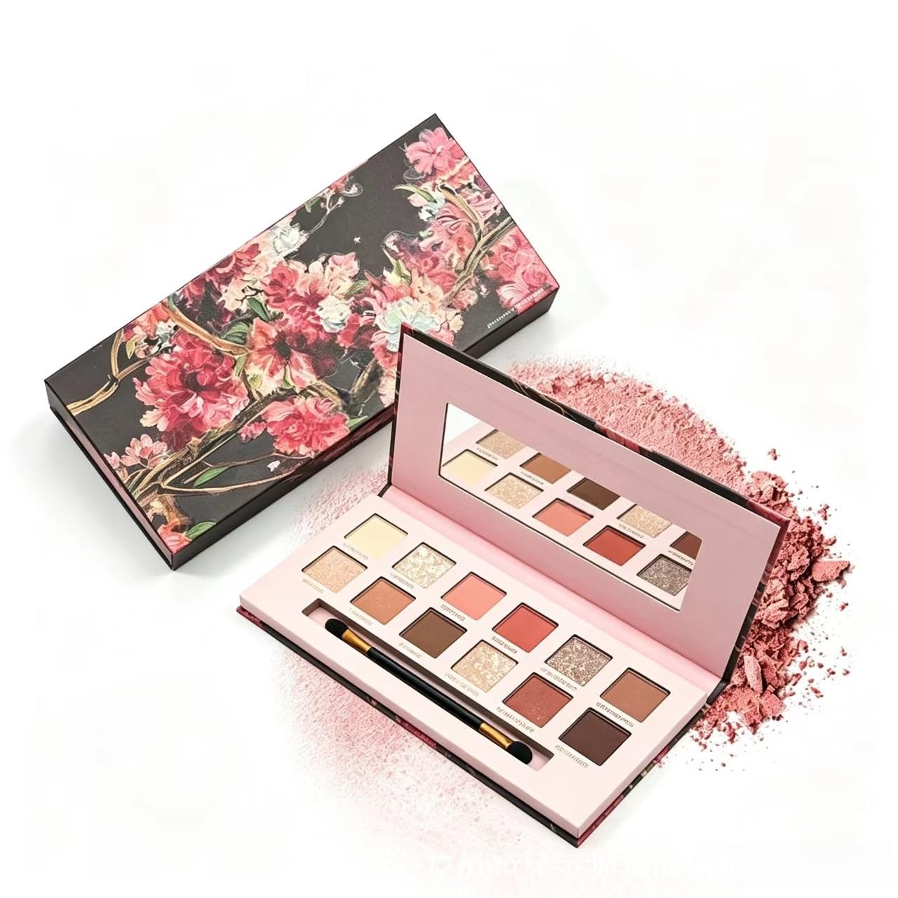 12 Shade Eyeshadow Pallette Matte Shimmer Makeup Palette, Neutral Earth Colour Eye Shadow Kit with Blush Highlighter, Easy Blend Daily Makeup Cosmetic Gift with Eyeshadow Brush