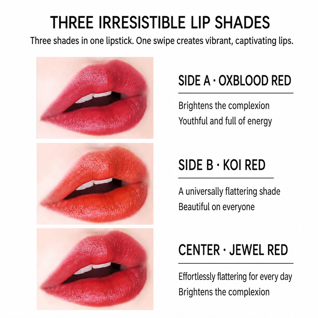 3 Side Colour Changing Matte Lipstick for Women, Waterproof Long Lasting Velvet Lipstick, 3-in-1 Smudge Resistant Lip Makeup, Travel Size Makeup Gift view 7