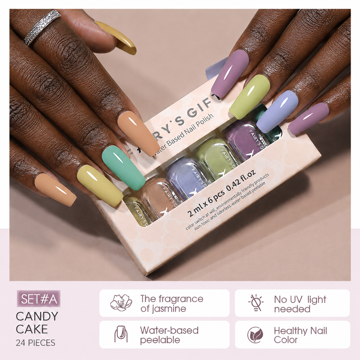 Portable 6pcs Peelable Water Nail Polish Set, Fast Dry Odour Free Nail Art Colour No Lamp Cure, Easy Remove Travel Manicure Kit Beauty Gift Nail Polish for Women view 4