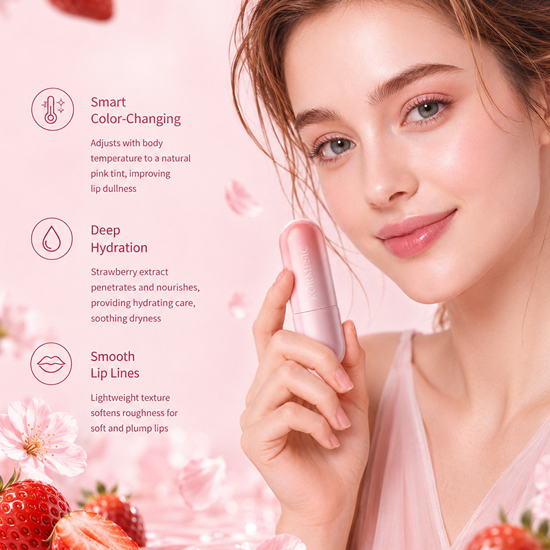 Fruit Changing Lip Balm Moisturizing Lipstick Hydrating Lip Gloss Lip Care Makeup Long Lasting Lip Balm Lipstick Pink Nude Lip Makeup Gift view 5