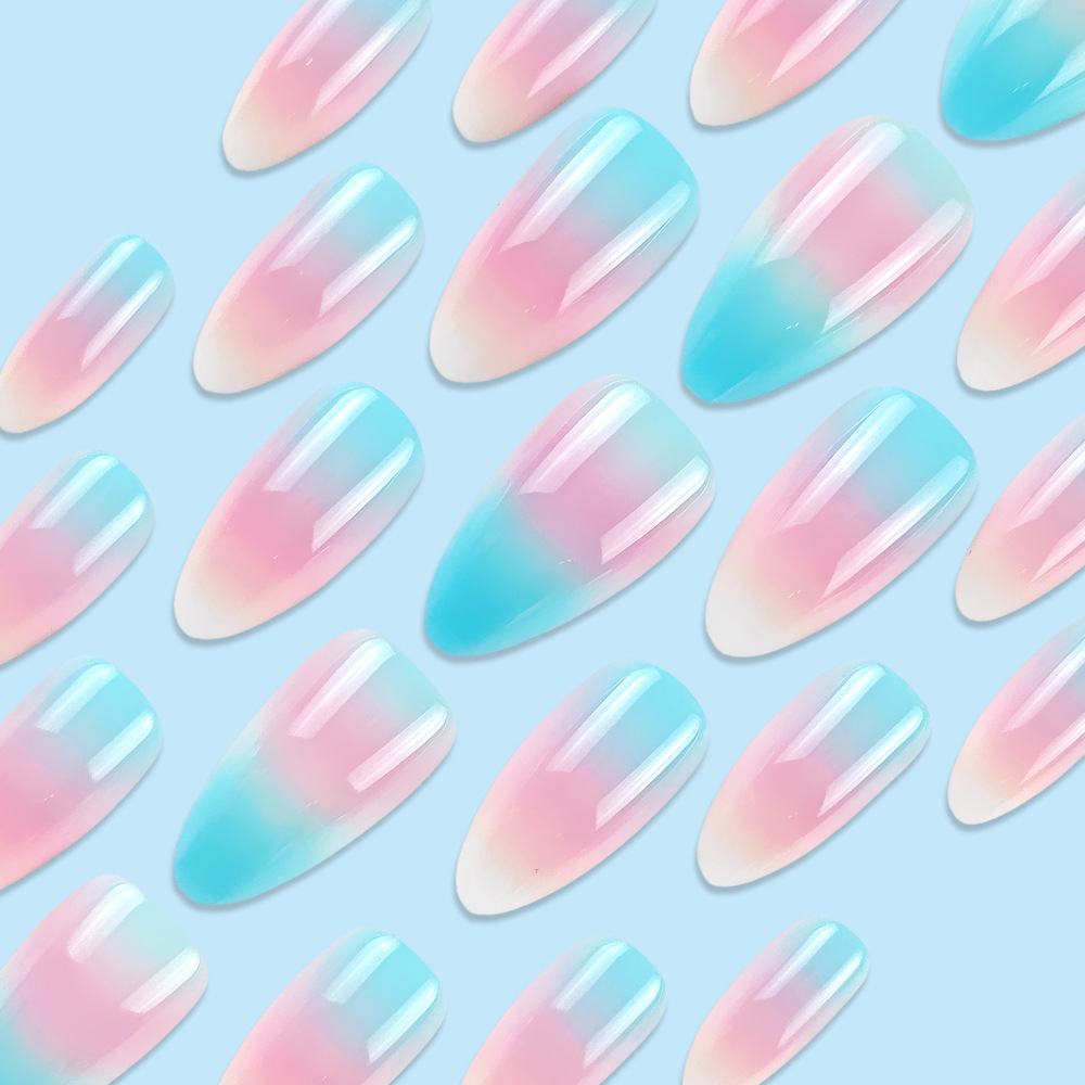 Almond Shape Presson Nails 24pcs, Fashion False Nails Full Cover Nail Tip Set, Reusable Stick On Acrylic Look Nails for Women Nail Art Manicure Decoration view 10