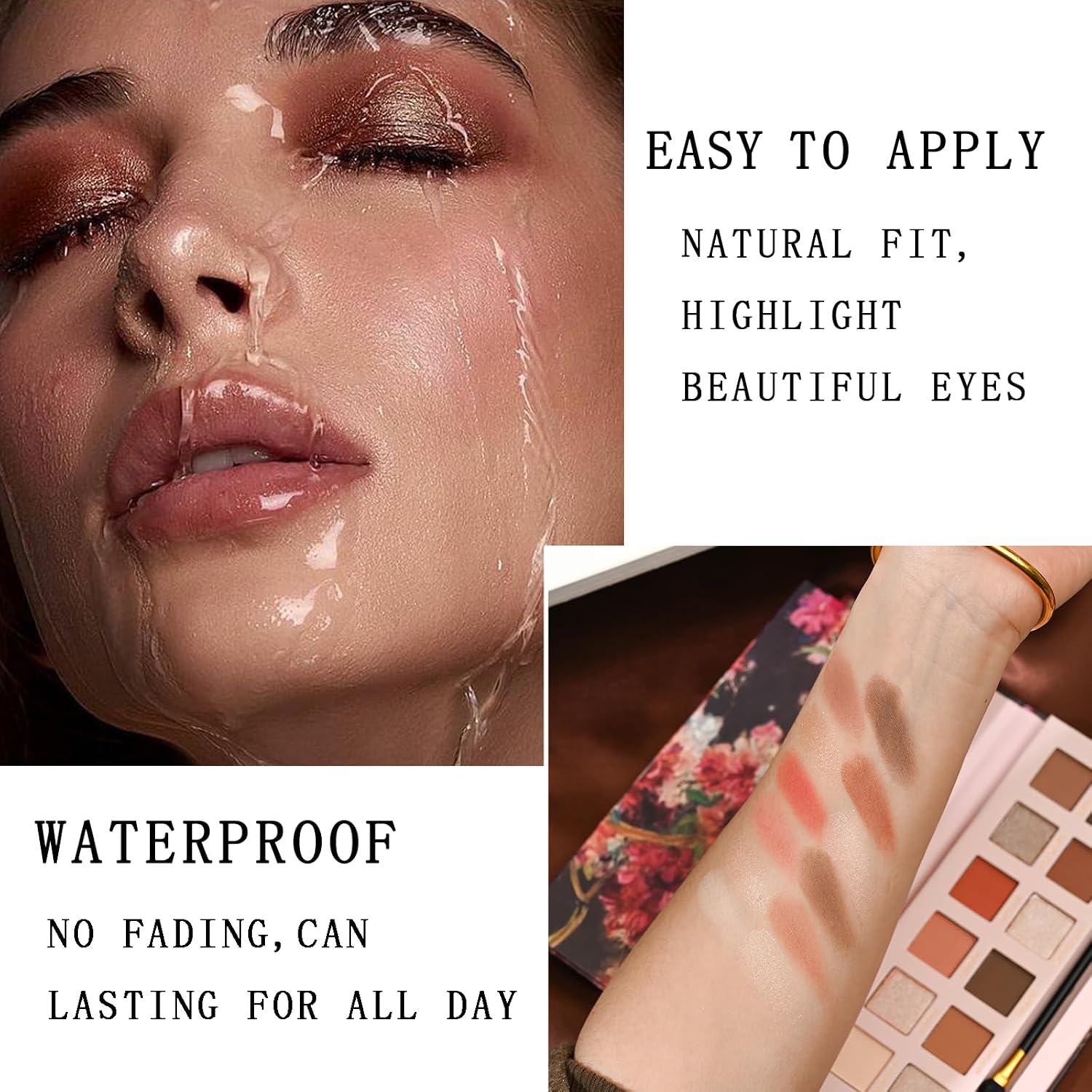 12 Shade Eyeshadow Pallette Matte Shimmer Makeup Palette, Neutral Earth Colour Eye Shadow Kit with Blush Highlighter, Easy Blend Daily Makeup Cosmetic Gift with Eyeshadow Brush