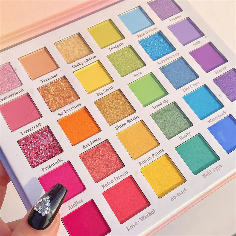 30 Colours Rainbow Glitter Eyeshadow Palette Makeup, Matte Shimmer Pearlescent Eye Shadow Kit, Long Lasting Waterproof Colourful Cosmetic Set for Women